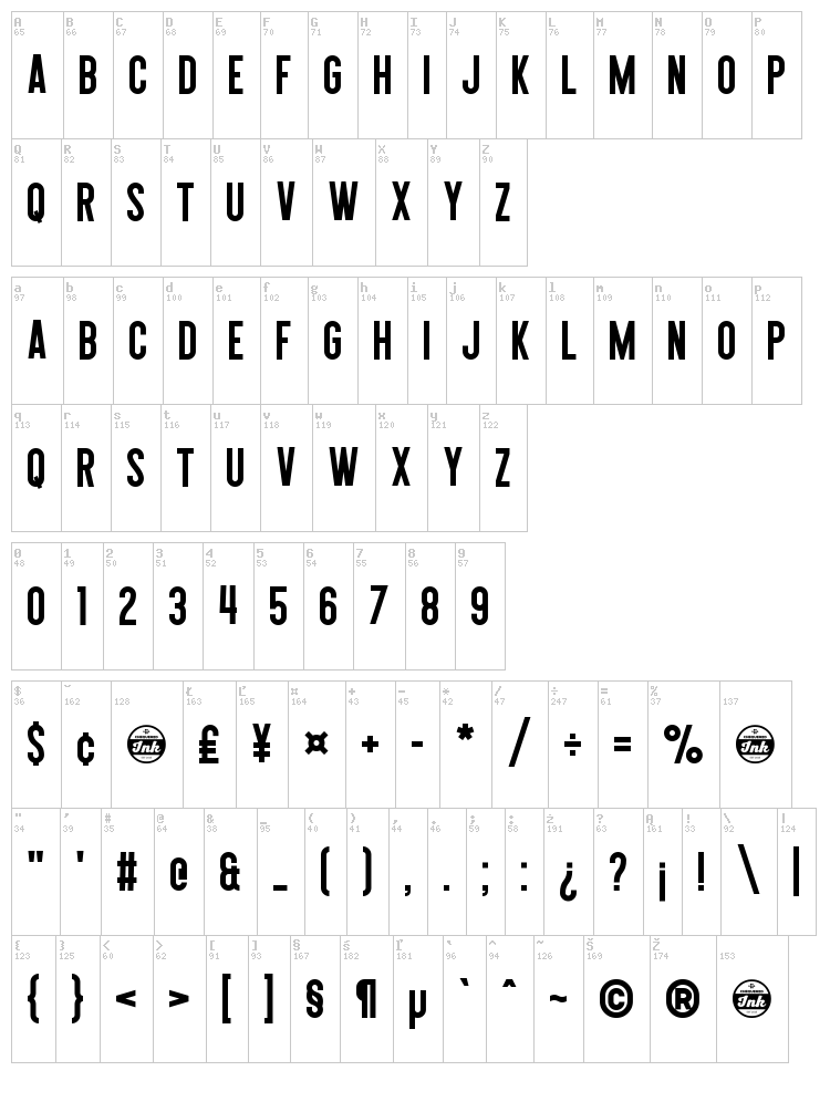 Queen of Clubs font map